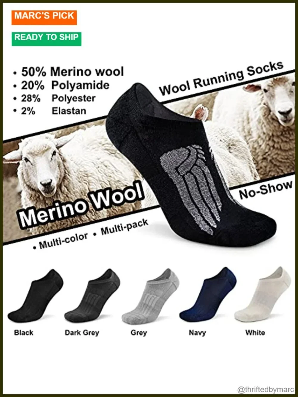 No Show Merino Wool Athletic Running Socks with Non-Slip Grips Low Cut Thin Soft
